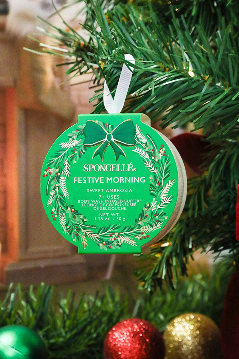 Spongelle Festive Morning Sweet Ambrosia Holiday Wreath Body Buffer