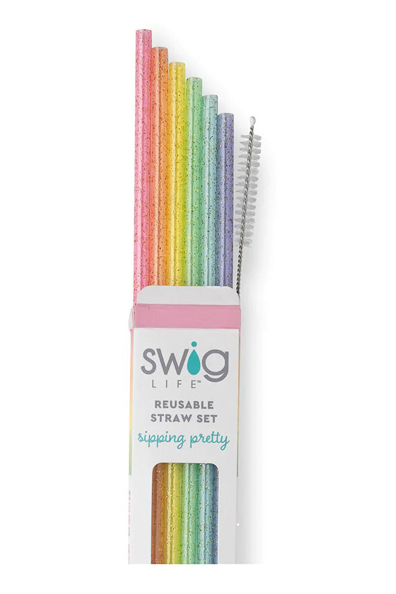 Rainbow Glitter Reusable Straw Kit
