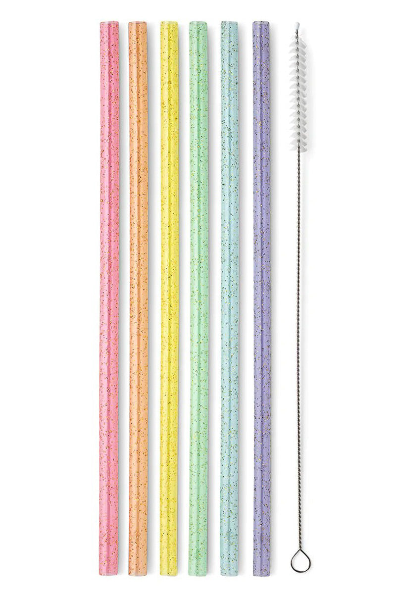 Rainbow Glitter Reusable Straw Kit