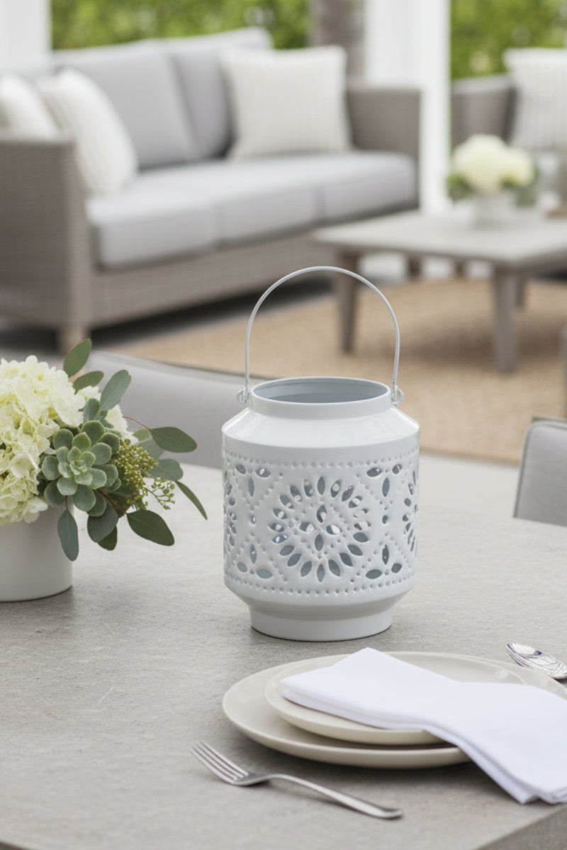 Aura Enamel Lantern Medium White