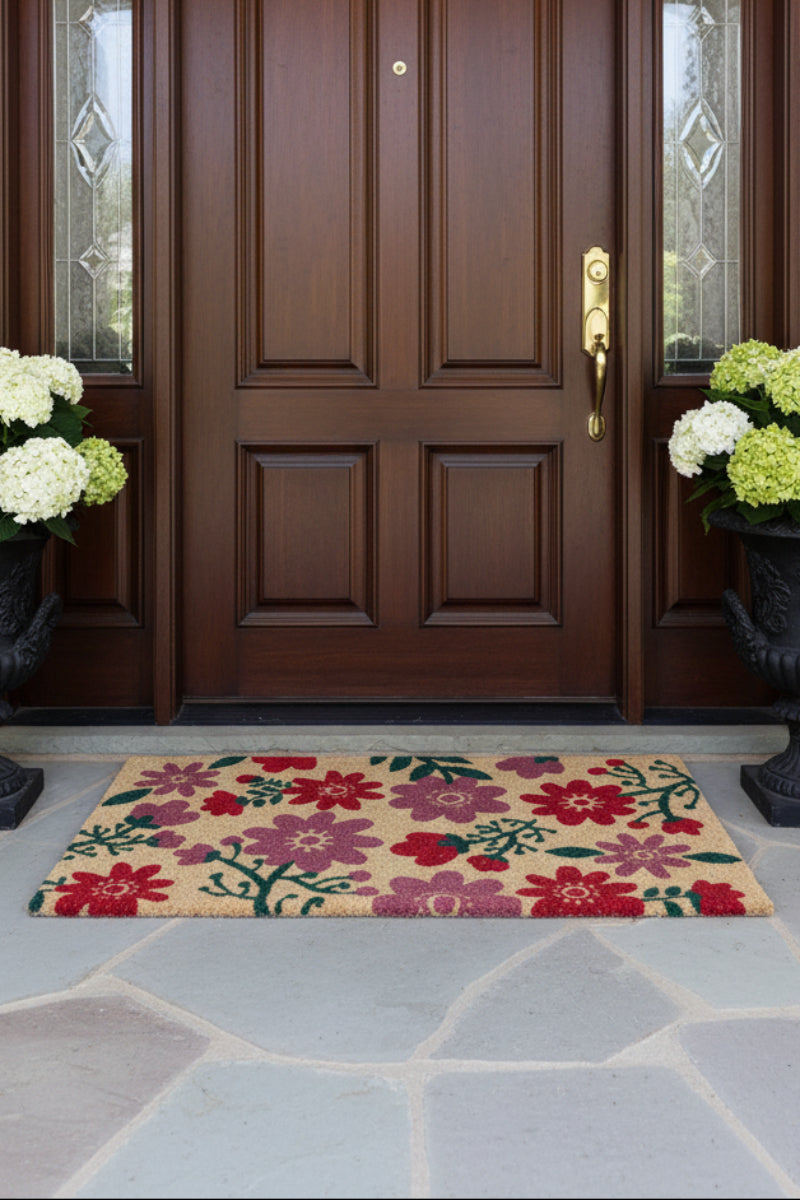 Happy Flowers Coir Doormat 30"x17"
