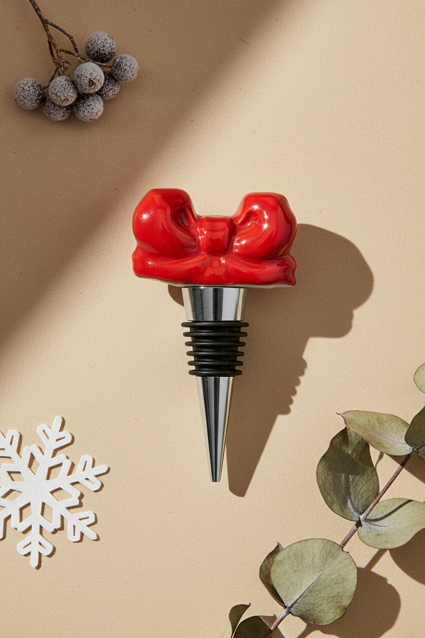 Very Merry Bow Bottle Stopper