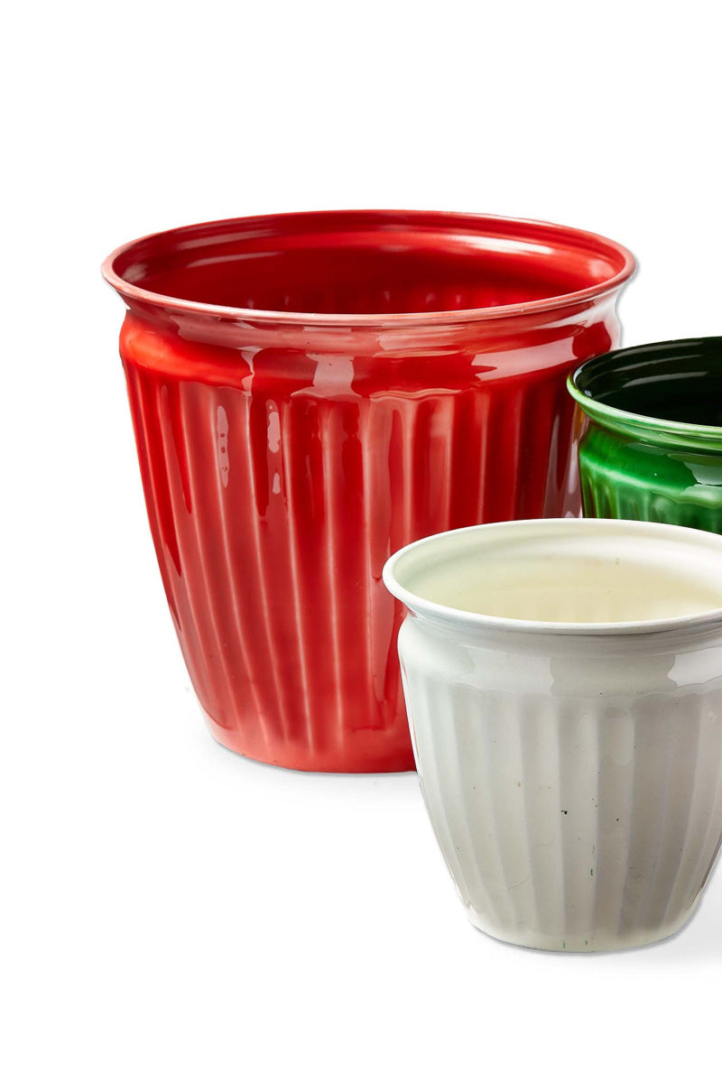 Merry Enamel Planter Large Red