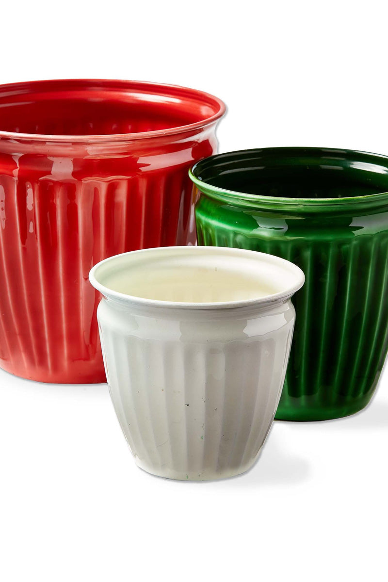 Merry Enamel Planter Small White