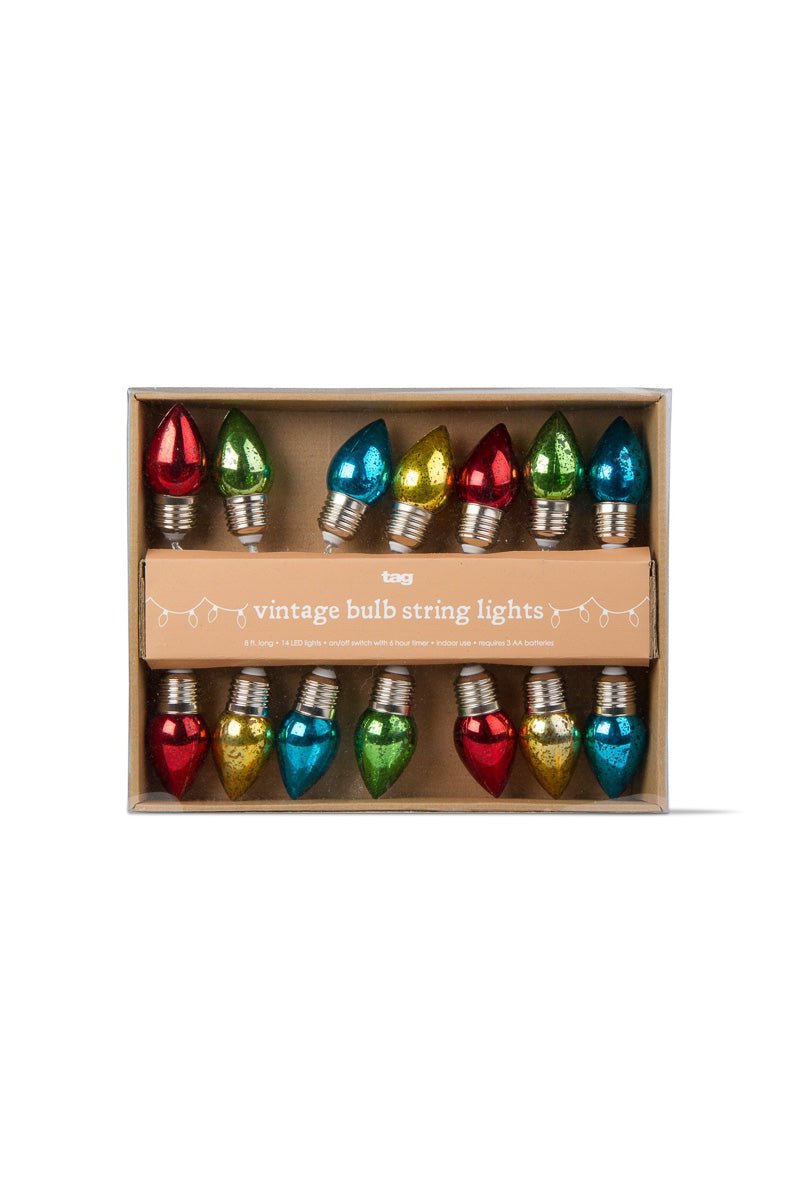 Vintage Bulbs LED String Lights 14 count Multi
