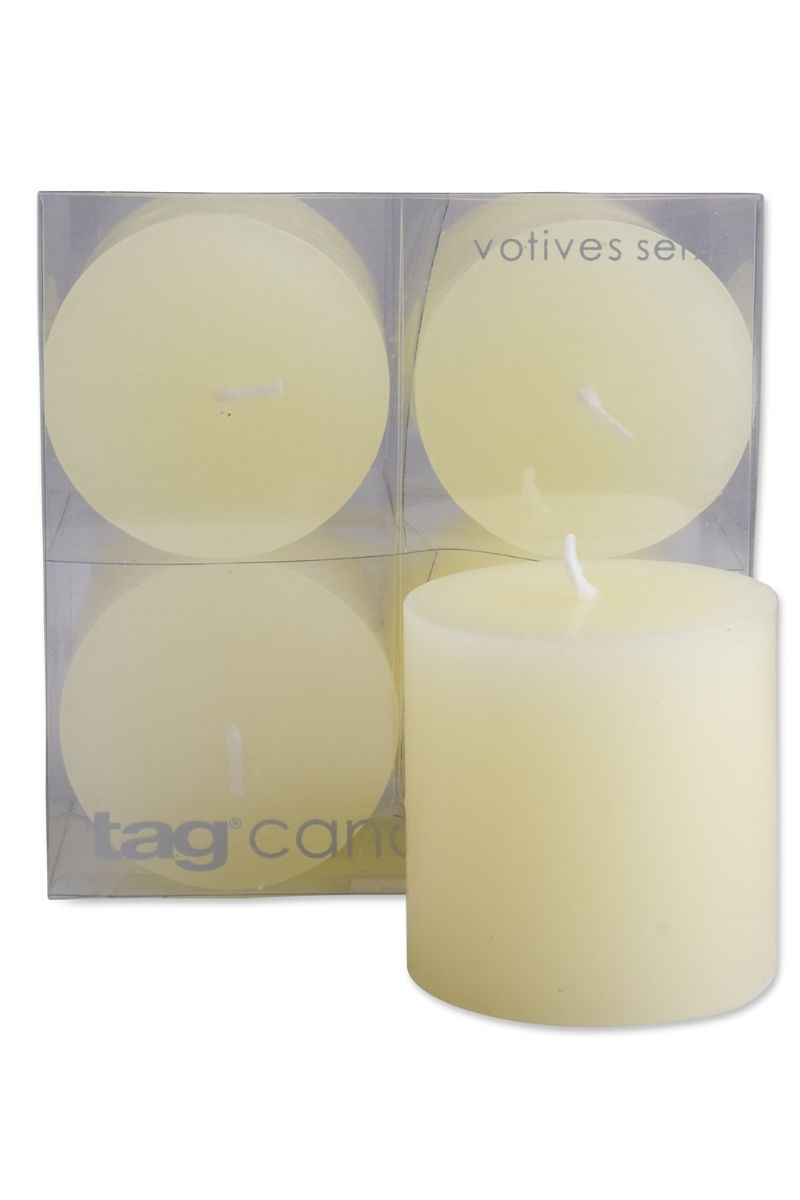 Tag Mini Pillar Candle 2" x 2" Ivory 4 Pack