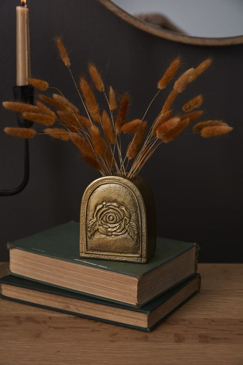 Til Death Bud Vase 3.75"x 4.5" Antique Gold