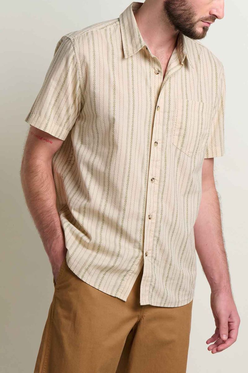 Toad & Co. Fletch Shirt M Salt Vertical Print