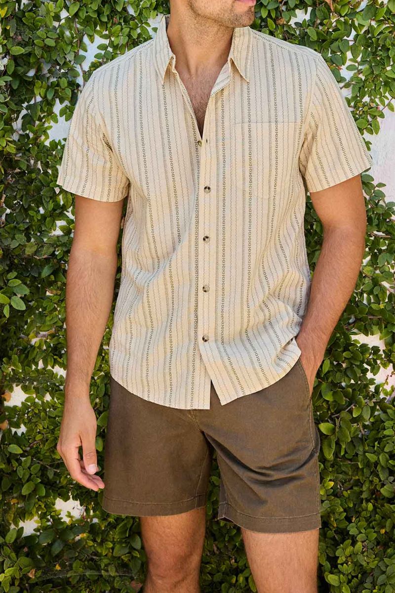 Toad & Co. Fletch Shirt L Salt Vertical Print