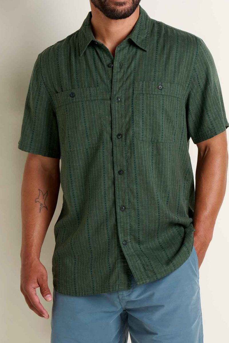 Toad & Co. Mens Taj Hemp Shirt M Cilantro Dobby