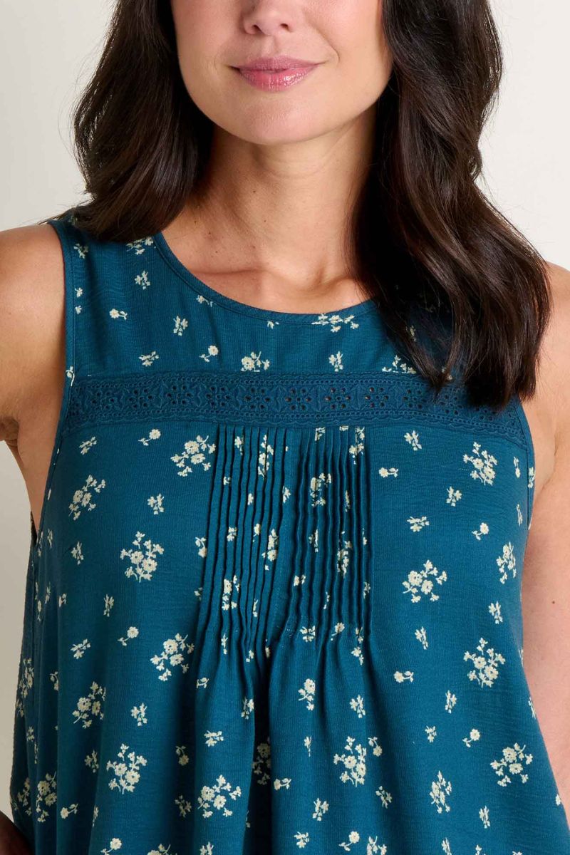 Toad & Co. Women's Manzana Pin Tuck Tank XL Midnight Print