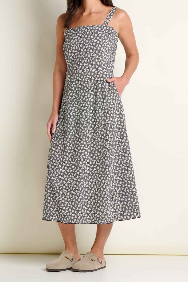 Toad & Co. Women's Sunkissed Tank Midi Dress S Black and Salt Print
