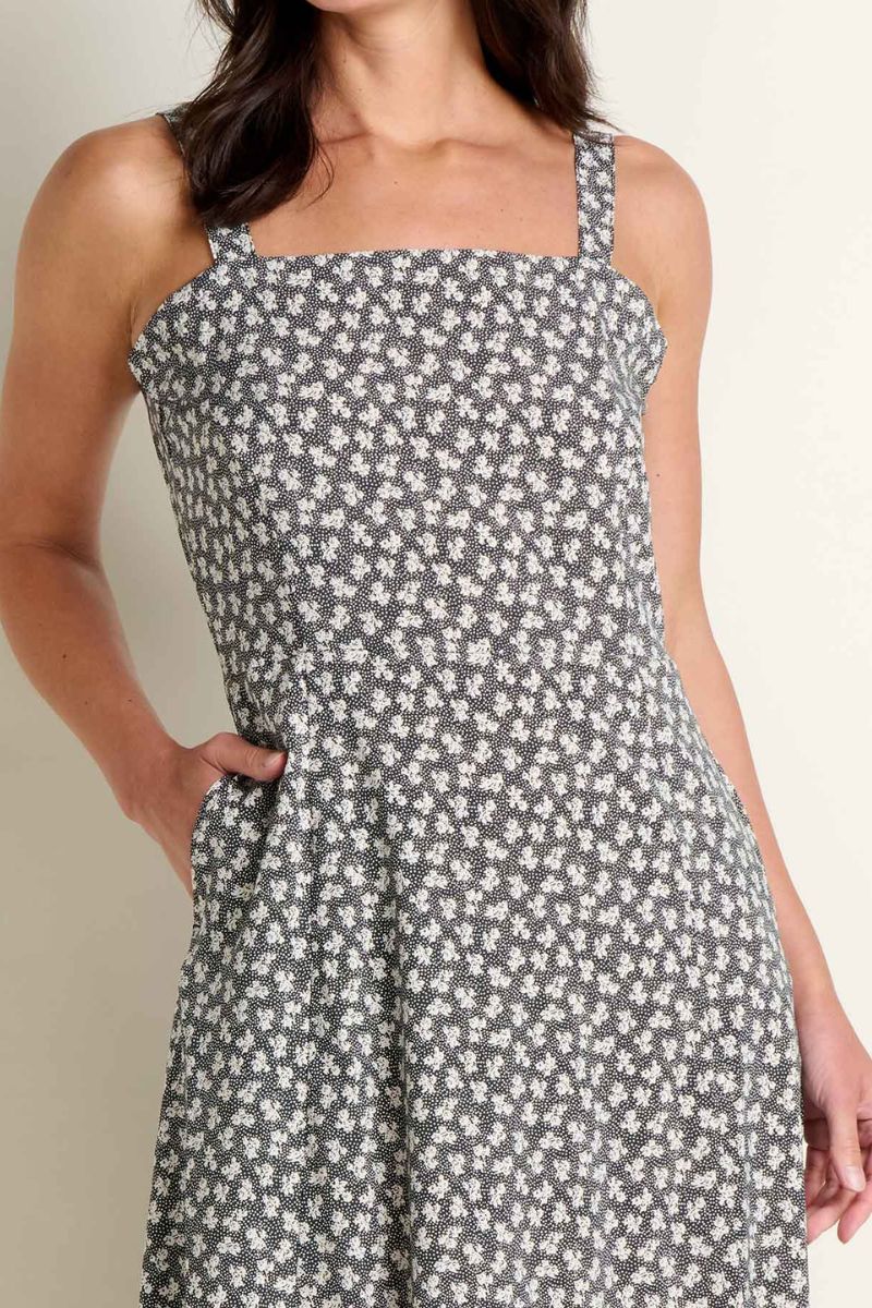 Toad & Co. Women's Sunkissed Tank Midi Dress XS Black and Salt Print