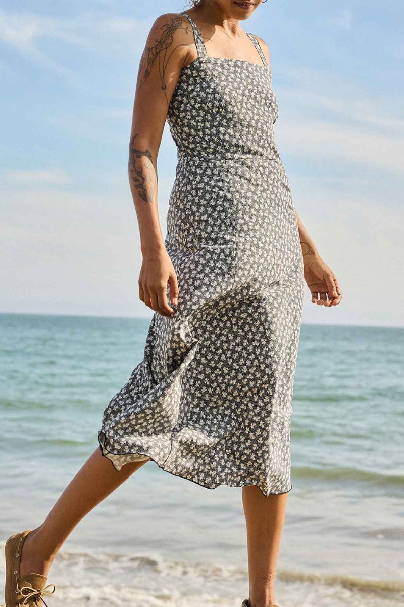 Toad & Co. Women's Sunkissed Tank Midi Dress M Black and Salt Print