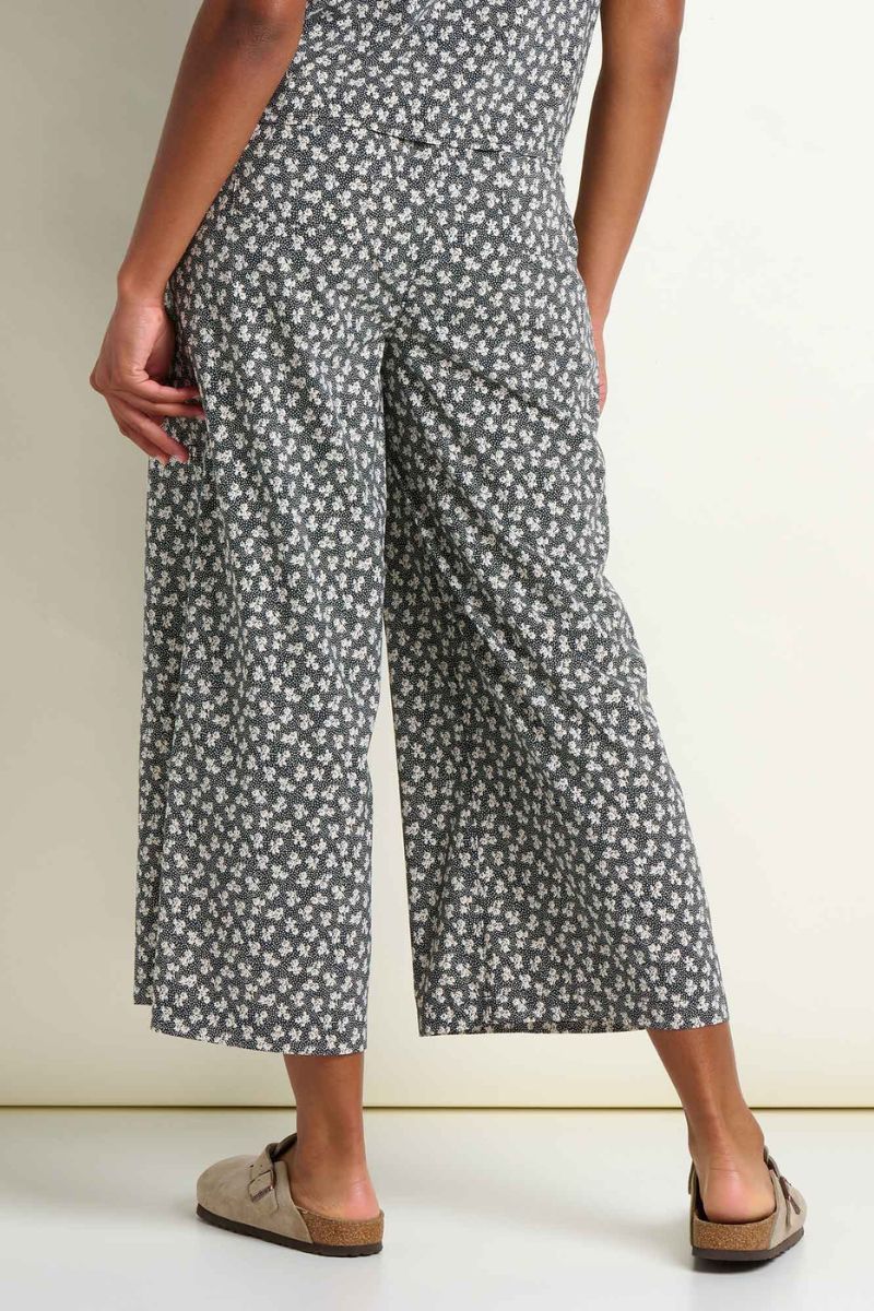 Toad & Co. Women's Sunkissed Wide Leg Crop Pant S Black and Salt Print