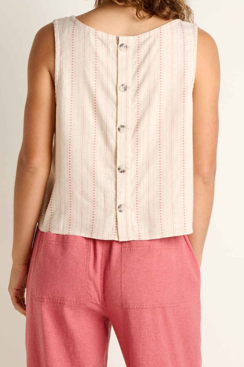 Toad & Co. Women's Taj Hemp Button Back Tank XS London Fog Dobby