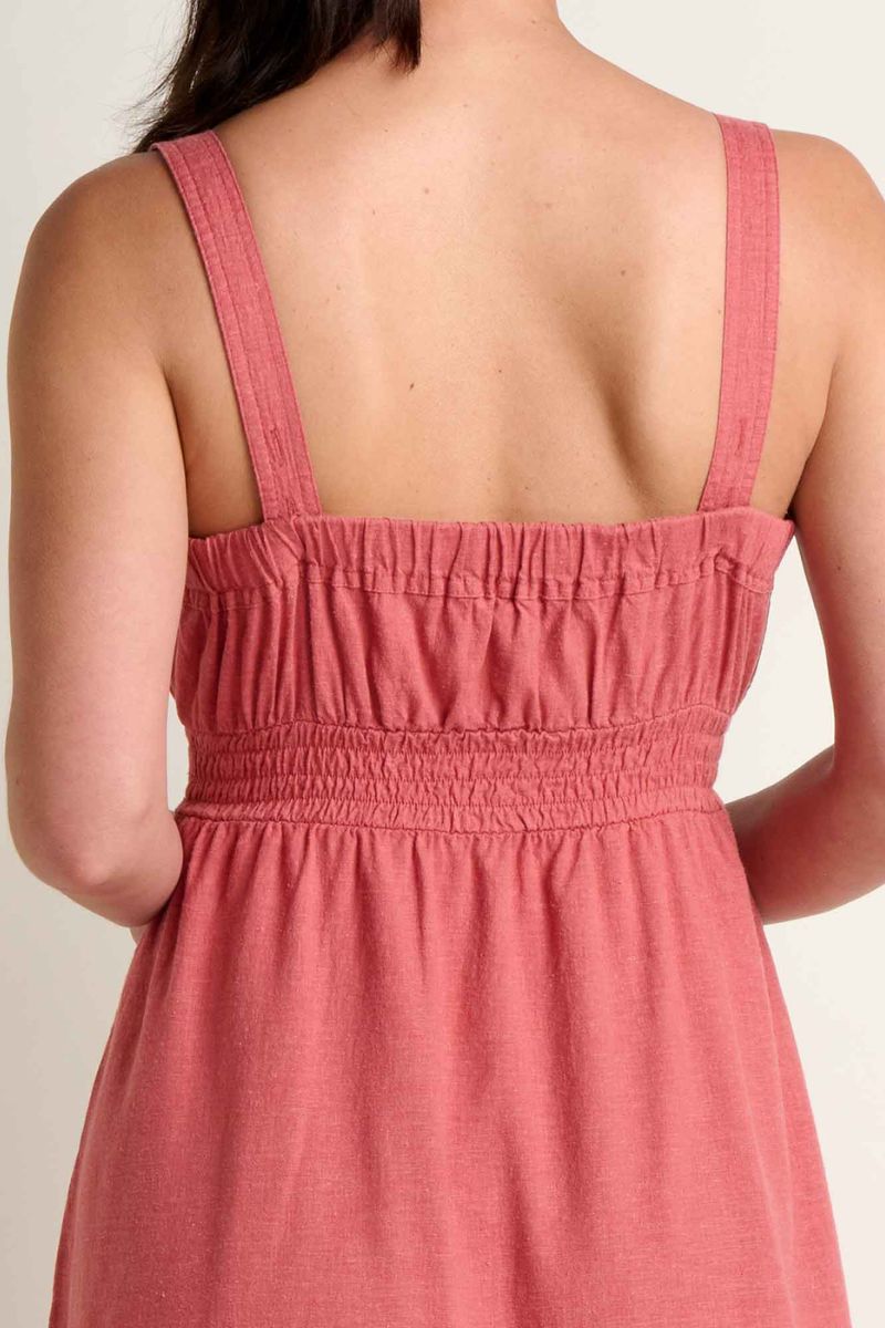 Toad & Co. Women's Taj Hemp Tiered Midi Dress XS Dusty Cedar