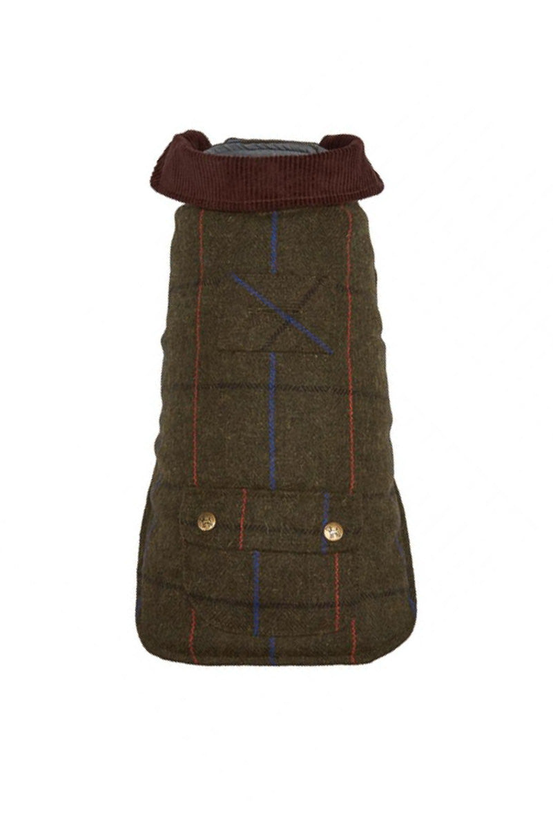 Up Country Green Tweed Dog Coat 8"