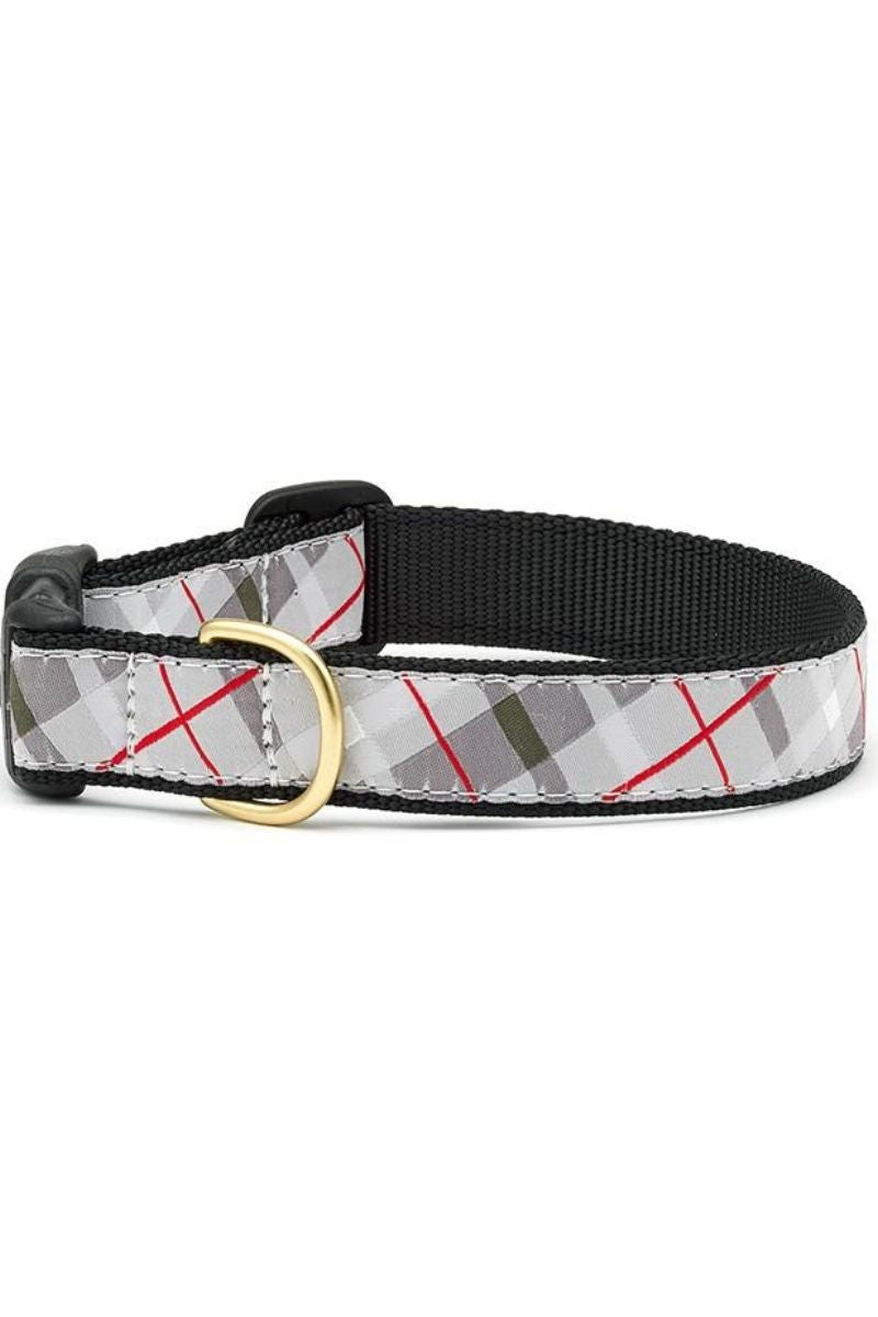 Up Country Gray Plaid Dog Collar Large Wide