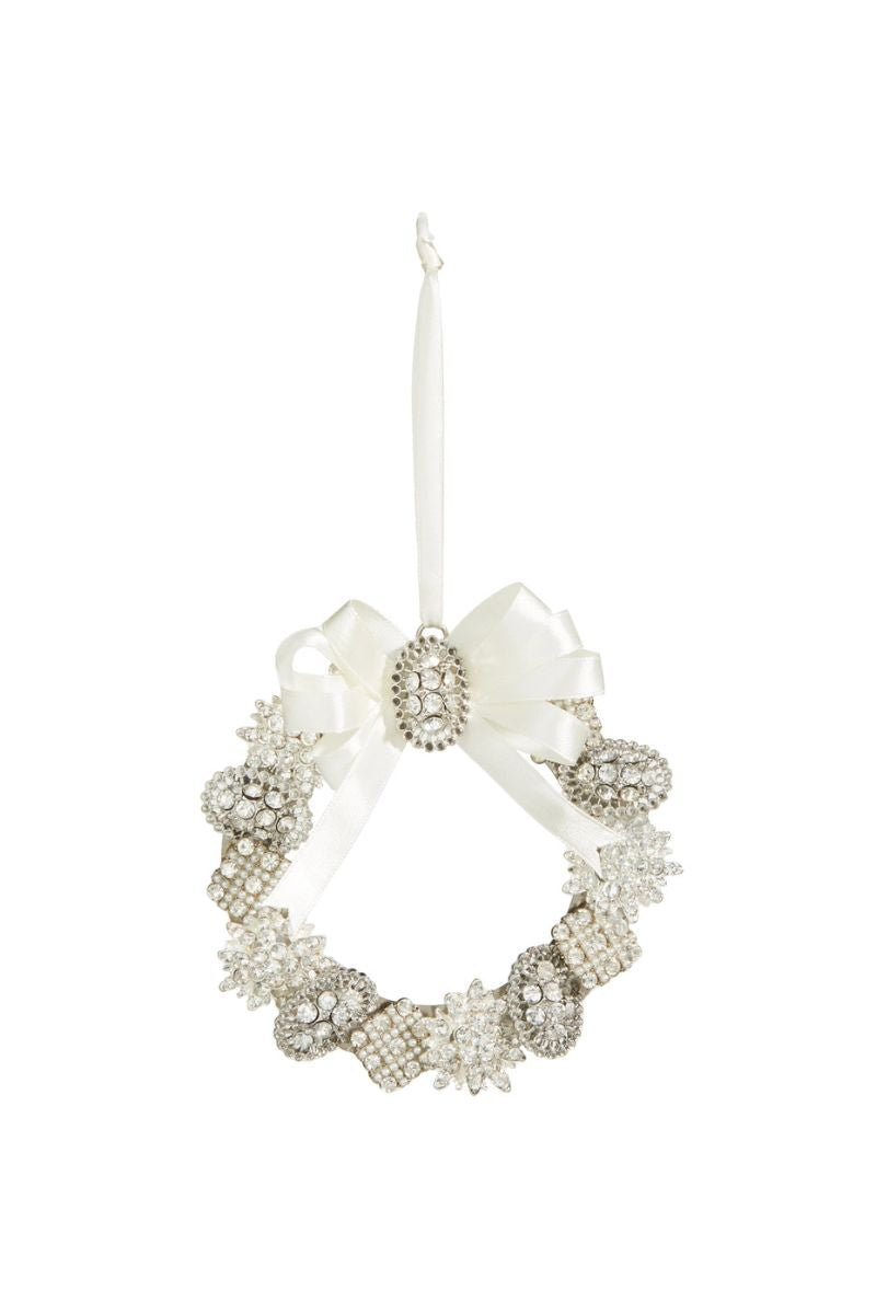 Vintage Brooch Wreath Ornament 4.5" Ivory