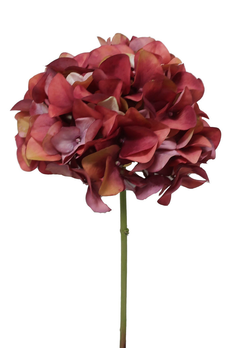 Faux Hydrangea Stem 20.5" Rust