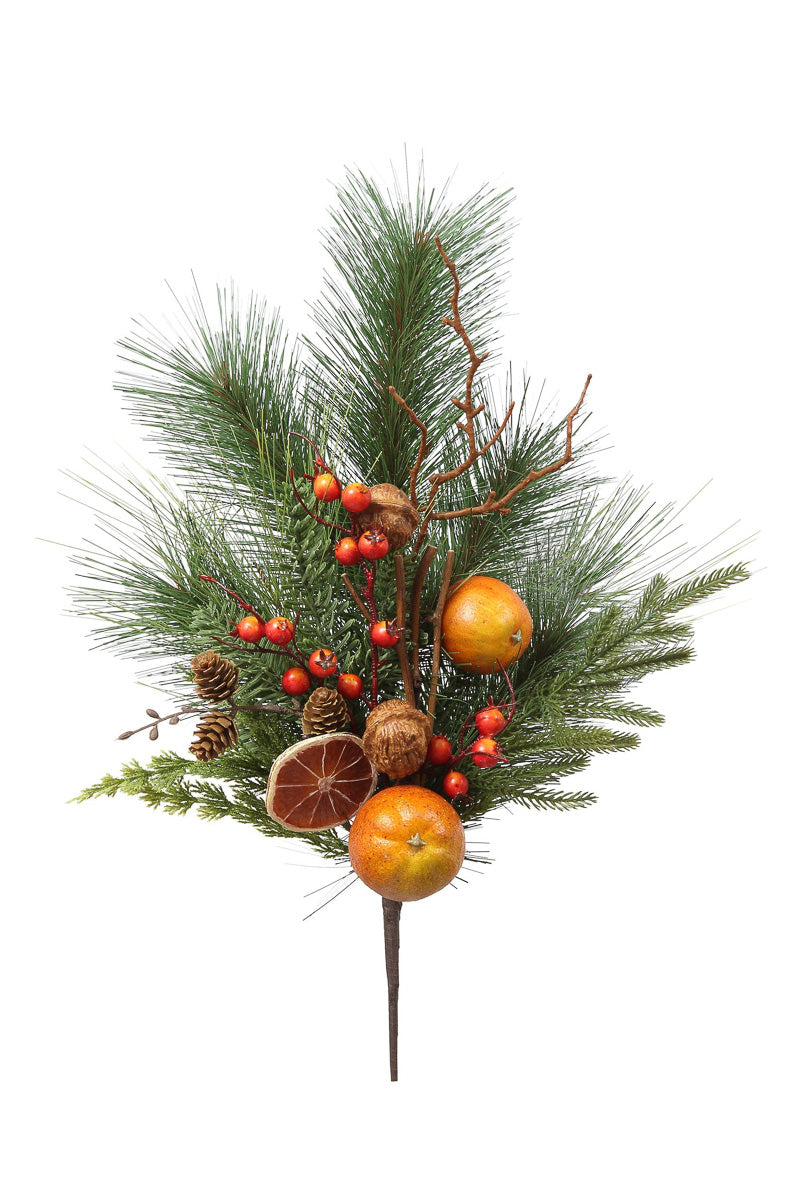 Faux Long Leaf Pine With Cones & Berry Spray 21"