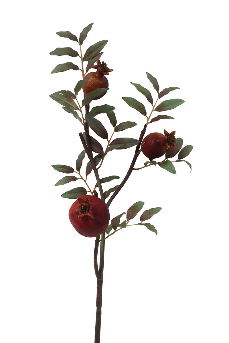 Faux Dry Pomegranate Branch 28" Burgundy