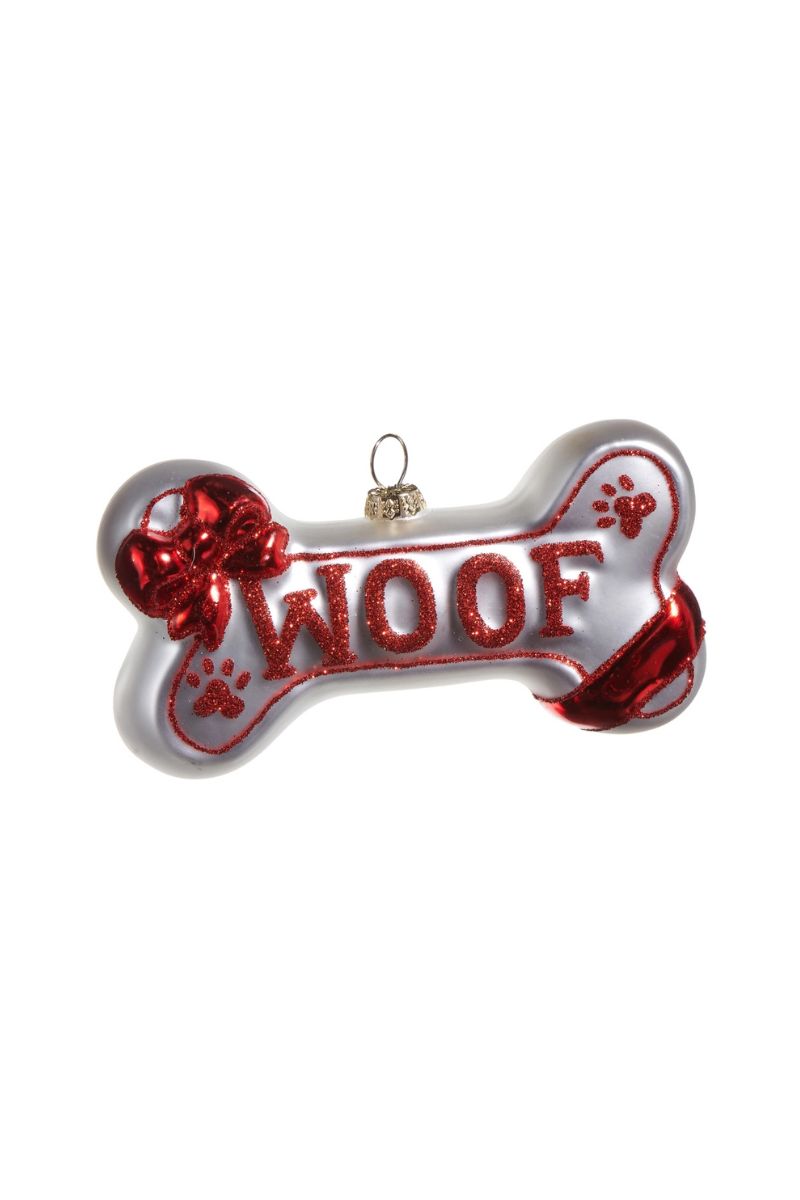 Woof Dog Bone Ornament 5"