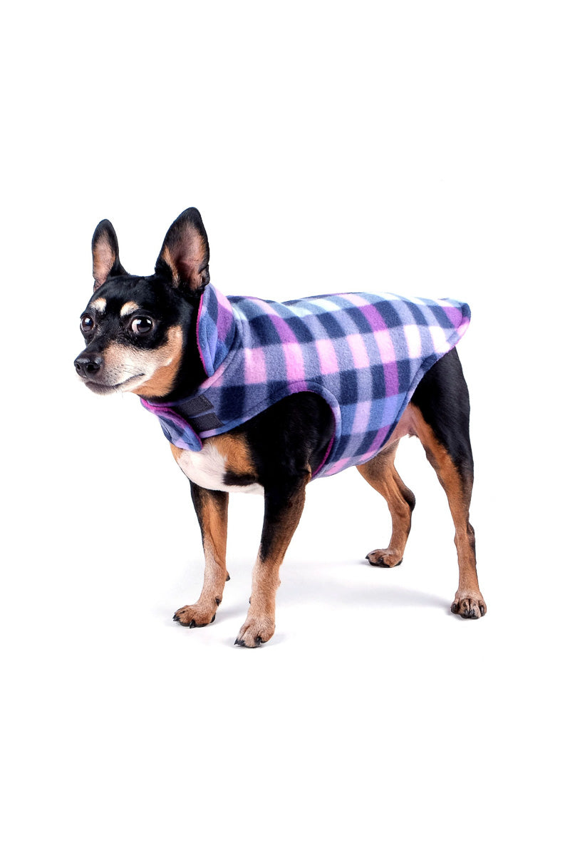 Worthy Dog Fargo Fleece Reversible Jacket Size 10 Purple Check